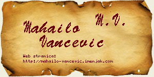 Mahailo Vančević vizit kartica